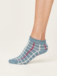 Contrast Check Ankle Sea Blue