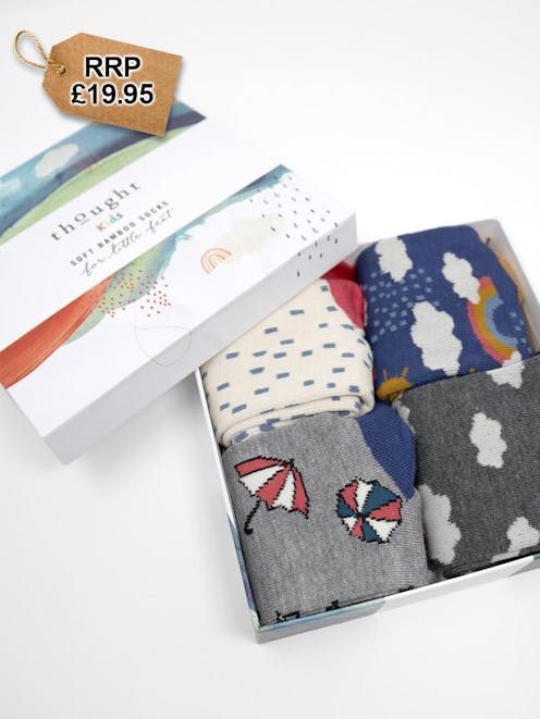 Overcast Bamboo Kids Weather Socks Gift Box
