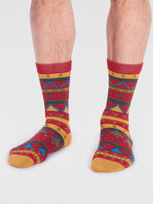Thought Casper Bamboo Christmas Fairisle Socks UK 7-11