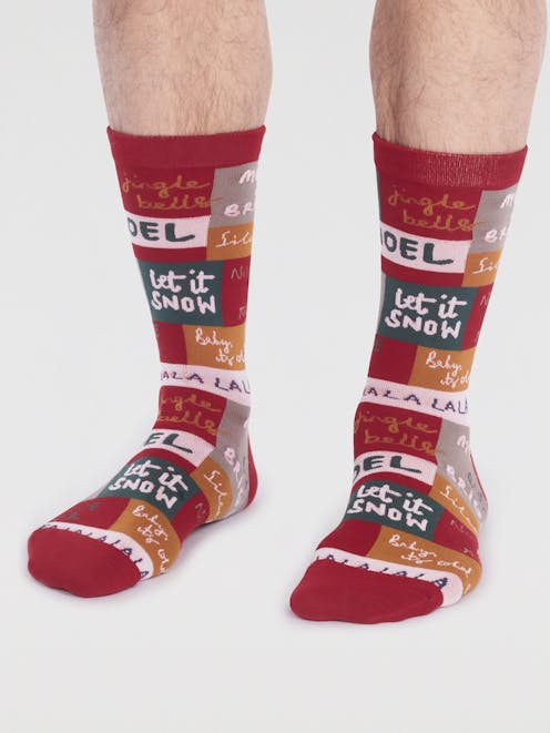 Thought Gots Caleb Christmas Slogan Socks UK 7-11