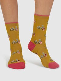 Thought Dilloyn Cat & Bike Bamboo Socks UK 4-7