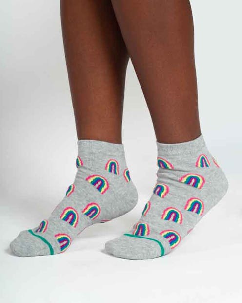 Thought Rainbow Pattern Short Bamboo Ankle Socks UK 4-7