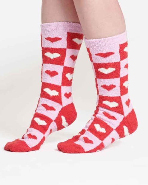 Thought Mono Heart Fluffy Socks UK 4-7