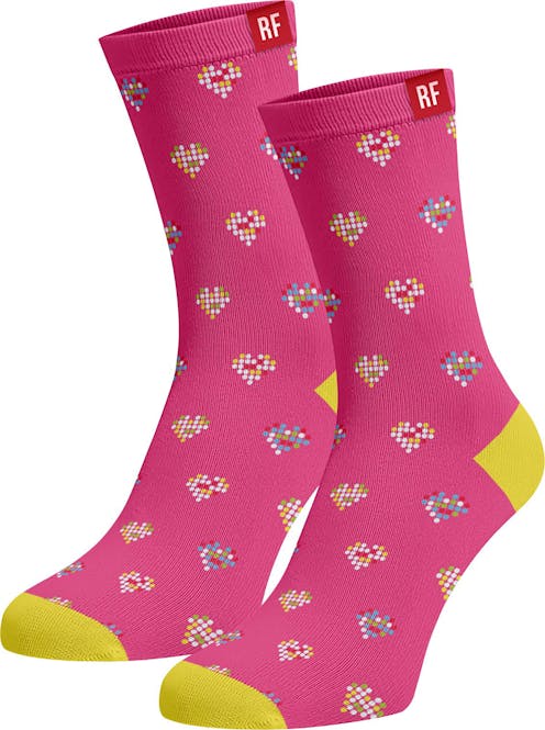 Red Fraktion Pink Socks with Pixel Hearts 4-7