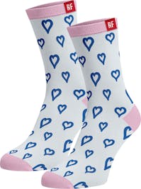 Red Fraktion White Socks with Blue Hearts 4-7