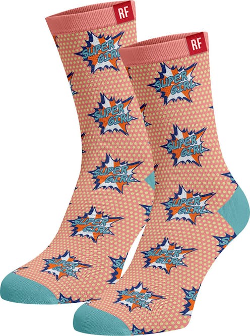 Red Fraktion Orange Socks with Super Girl Pop Art 4-7