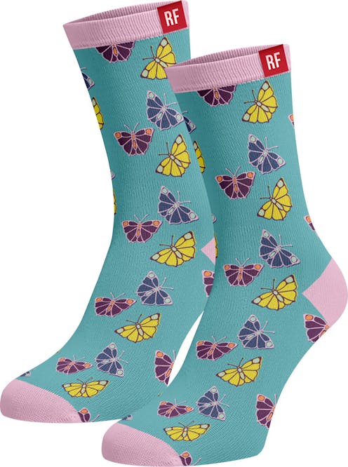 Red Fraktion Blue Socks with Butterflies 4-7