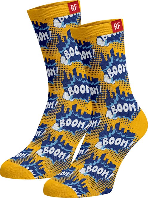 Red Fraktion Yellow Socks with Boom Pop Art 4-7