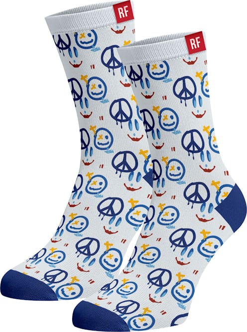 Red Fraktion White Socks with Pop Art 7-11