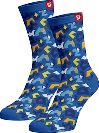 Red Fraktion Blue Socks with Geometric Pattern 7-11