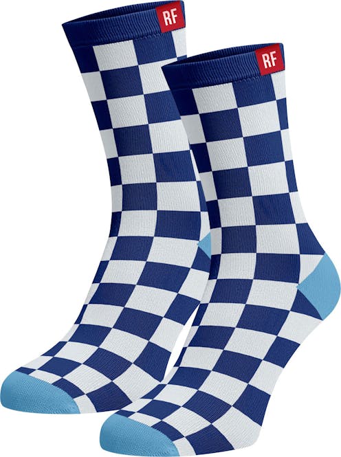 Red Fraktion Blue Socks with Geometric Pattern 7-11 [duplicate]