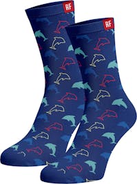 Red Fraktion Dark Blue Socks with Dolphins 7-11