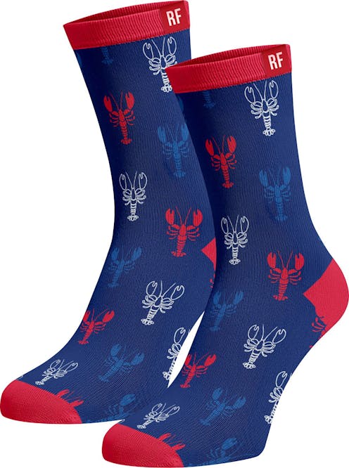 Red Fraktion Dark Blue Socks with Lobsters 7-11