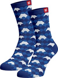 Red Fraktion Blue Socks with Clouds 7-11