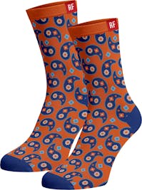Red Fraktion Orange Socks with Paisley Pattern 7-11