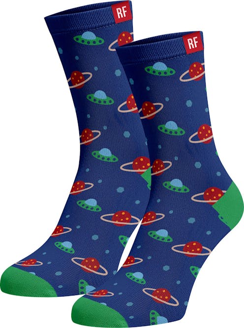 Red Fraktion Blue Socks with Spaceships 7-11