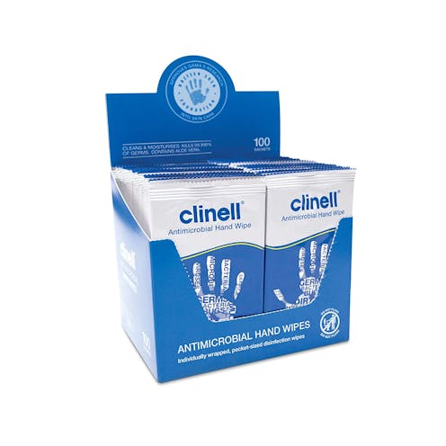 clinell Antimicrobial Hand Wipe Sachets (100)