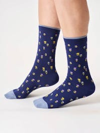Thought Ditsy Motif Bamboo Crew Socks UK 4-7