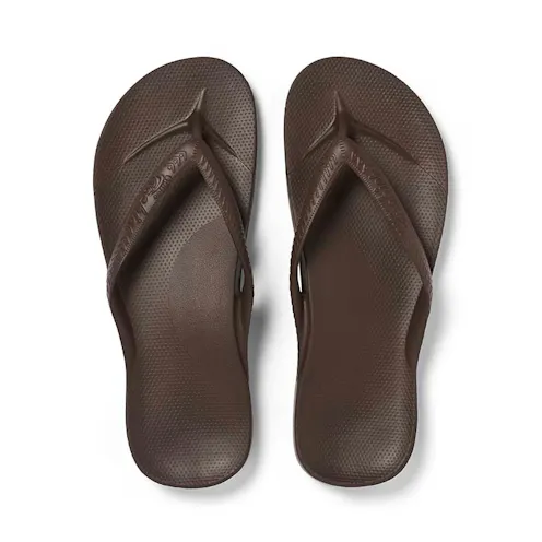 Archies Arch Support Flip Flops in Brown