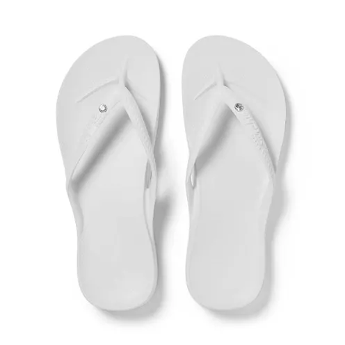 Archies Arch Support Flip Flops in White Crystal