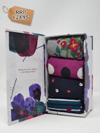 Mariot Bamboo Floral & Spot 4 Pack Sock Gift Box